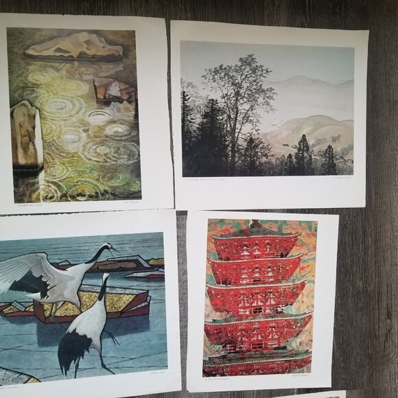 Asian Prints Full Color Art Pictures Frameable Vintage Calendar Book Pages VTG - Picture 12 of 16